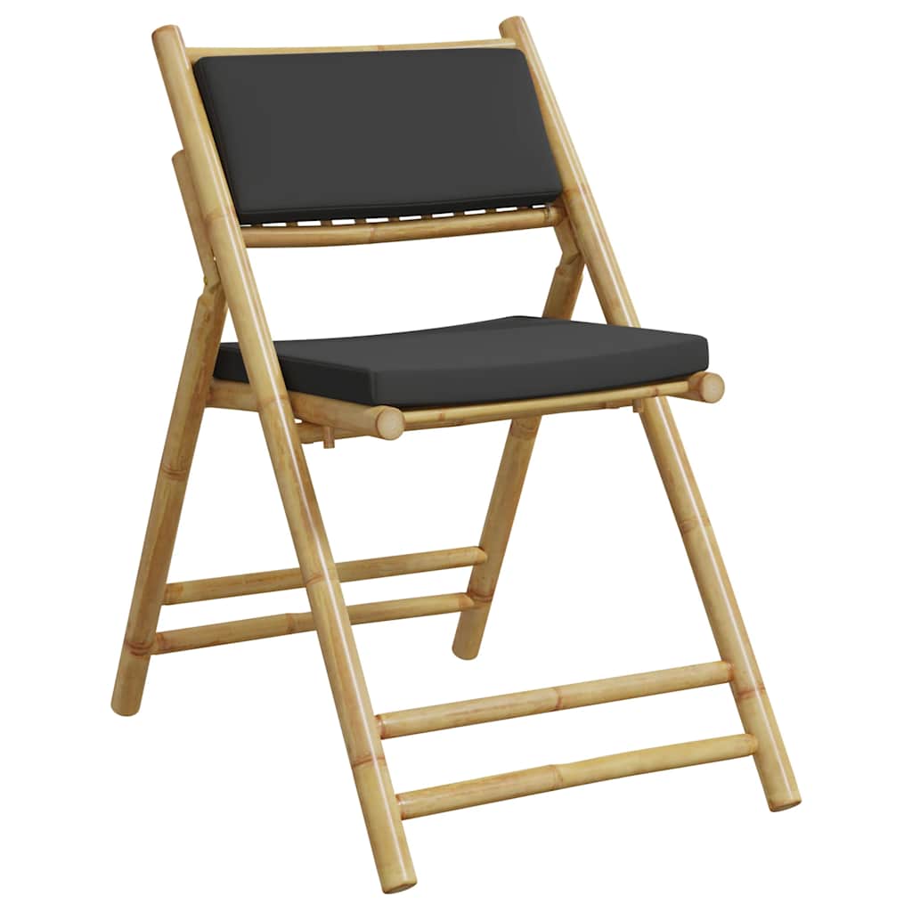 Foldbare bistrostole stk. med hynder bambus - mørkegrå, 2 - number 4.