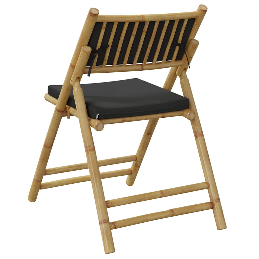 Foldbare bistrostole stk. med hynder bambus - mørkegrå, 2 - number 7.