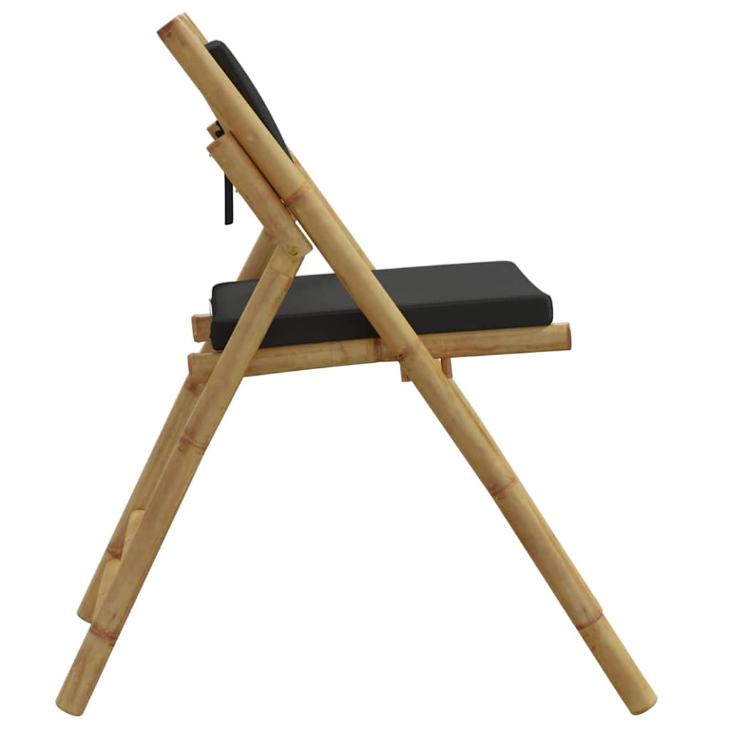 Foldbare bistrostole stk. med hynder bambus - mørkegrå, 2 - number 6.