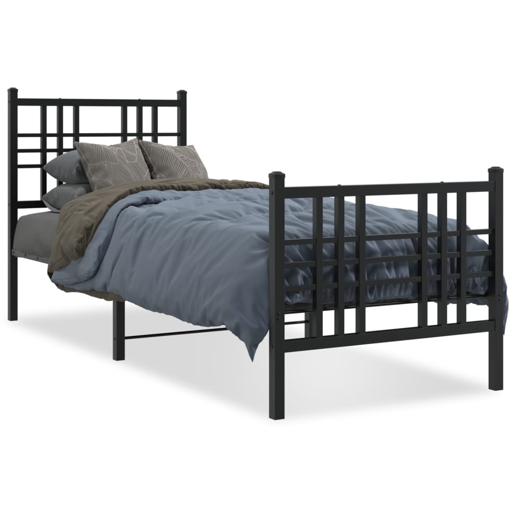 Bed frame with headboard and foot fence metal - black, 80 x 200 cm, ooo 2, with headboard and foot fence - number 2.