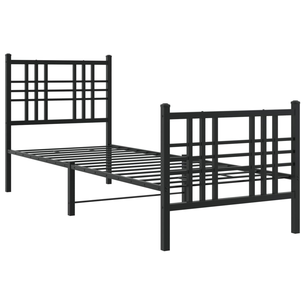 Bed frame with headboard and foot fence metal - black, 80 x 200 cm, ooo 2, with headboard and foot fence - number 3.