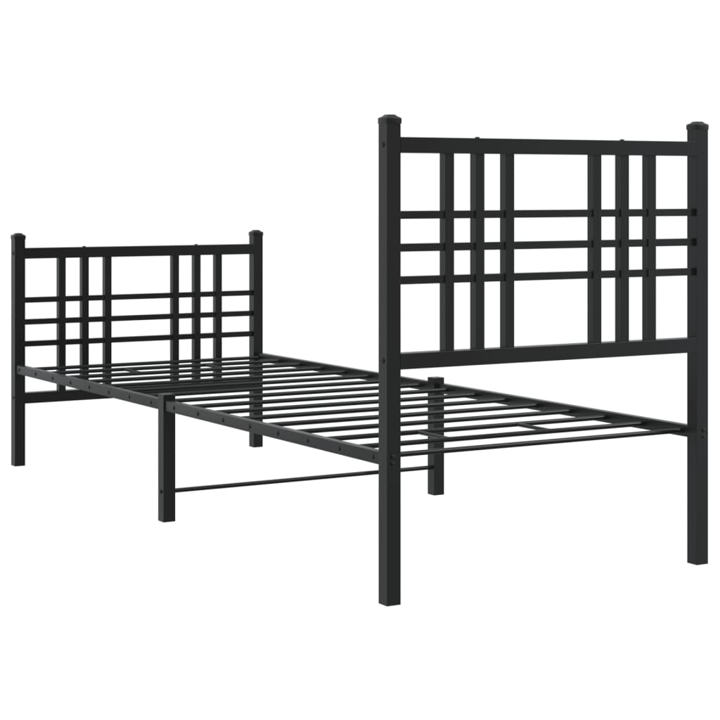 Bed frame with headboard and foot fence metal - black, 80 x 200 cm, ooo 2, with headboard and foot fence - number 6.