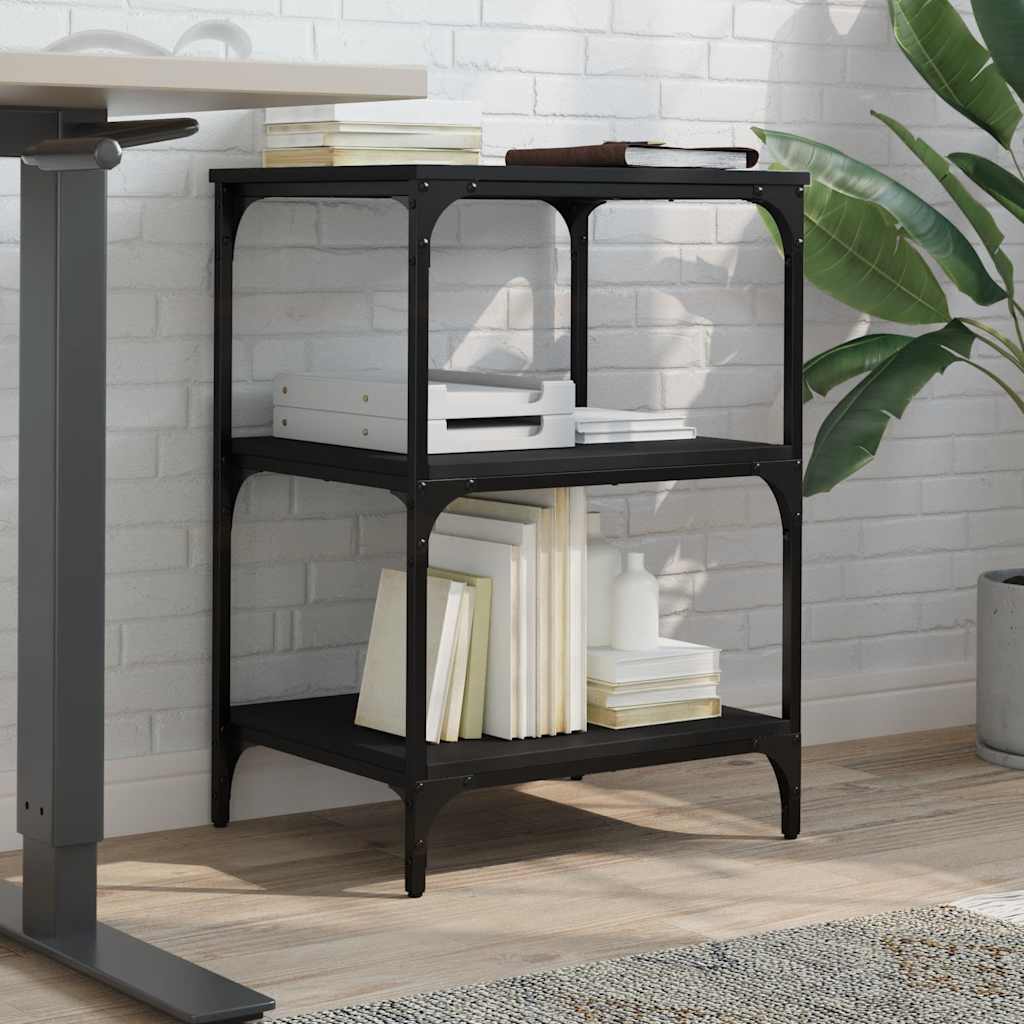 Stalak za pisač 50x41x75 cm 3 polica izgrađeno drvo - crno - number 3.