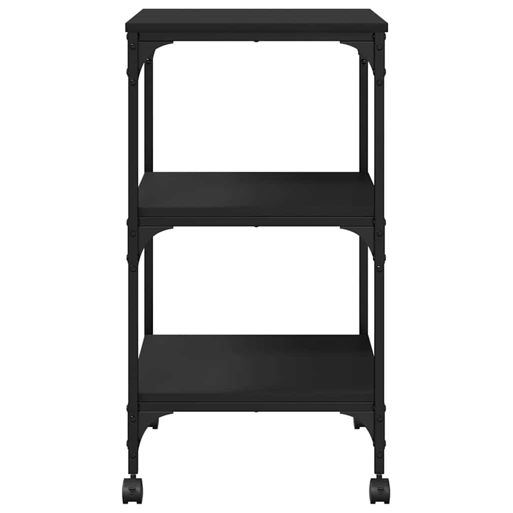 Stalak za pisač 50x41x75 cm 3 polica izgrađeno drvo - crno - number 8.