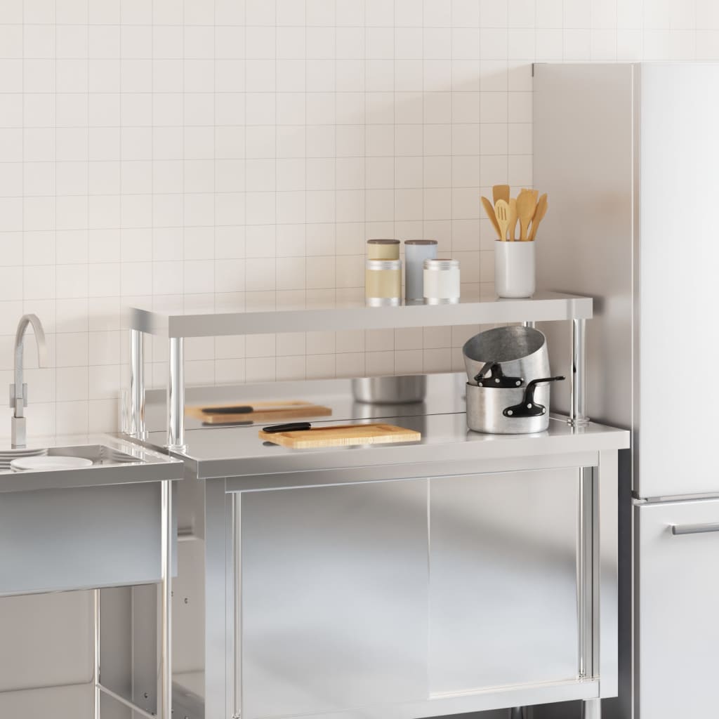 Gornja polica za radni stol 110x30x35 cm inox - number 3.