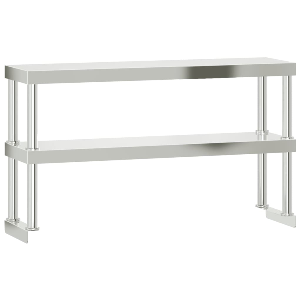Ripiano superiore per banco da lavoro 110x30x65 cm 2 livelli acciaio inox - number 2.