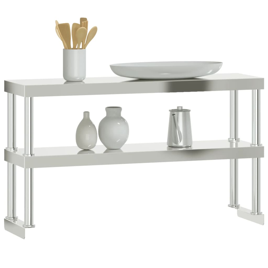 Ripiano superiore per banco da lavoro 110x30x65 cm 2 livelli acciaio inox - number 4.
