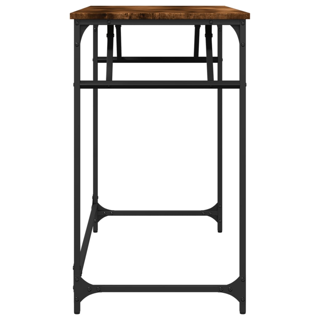 Biurko 100x45x76 cm drewno klejone i stal - dąb wędzony - number 6.