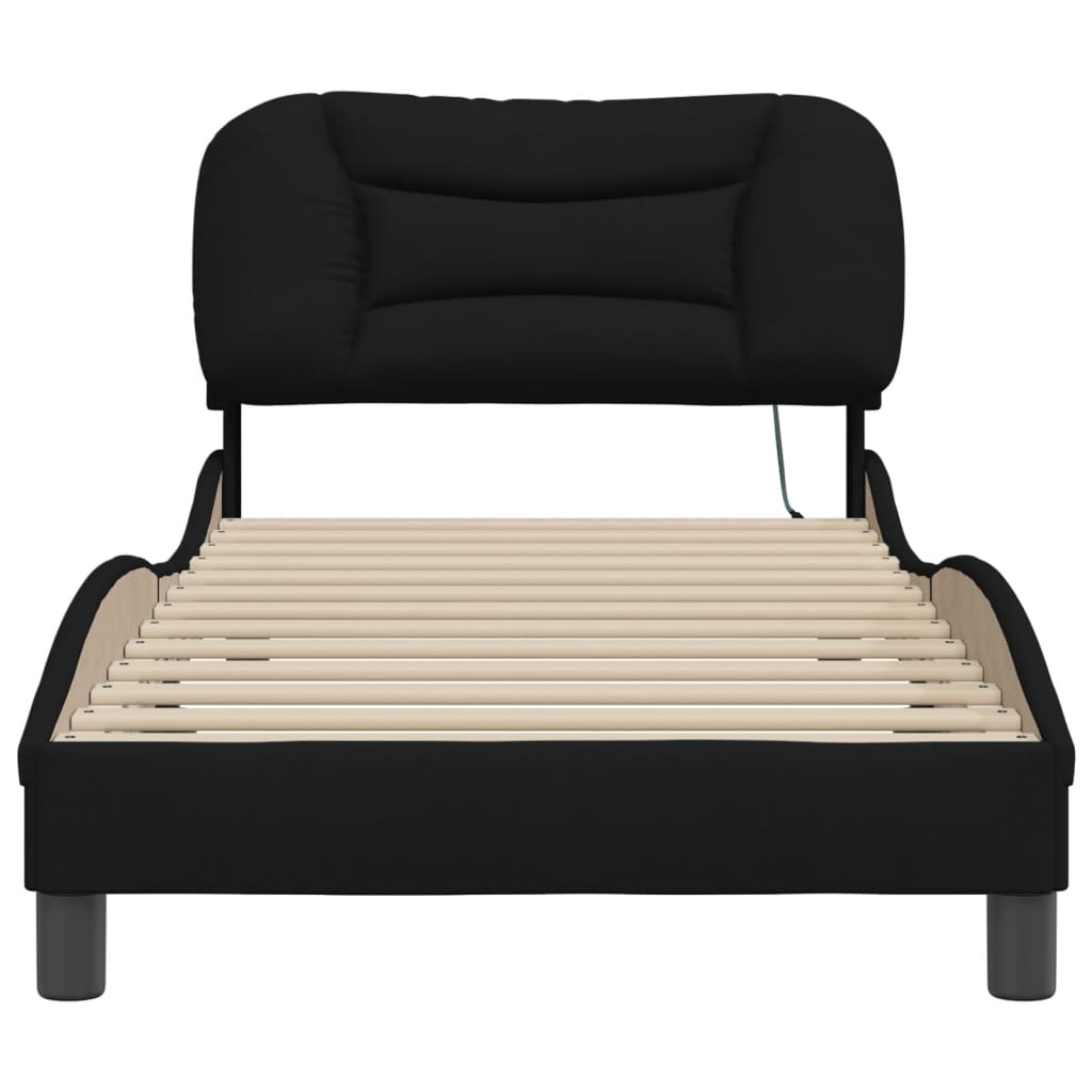 Bed frame with joints without mattress fabric - black, 80 x 200 cm - number 6.