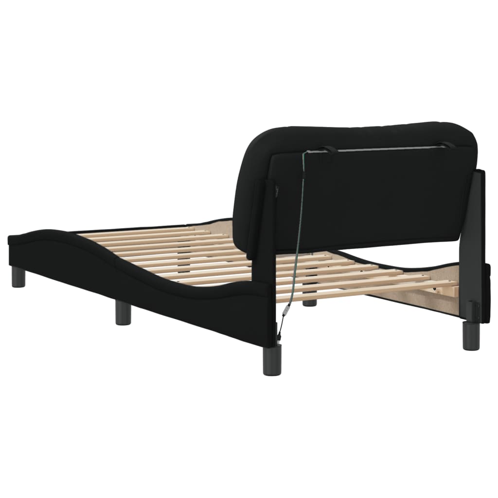 Bed frame with joints without mattress fabric - black, 80 x 200 cm - number 9.