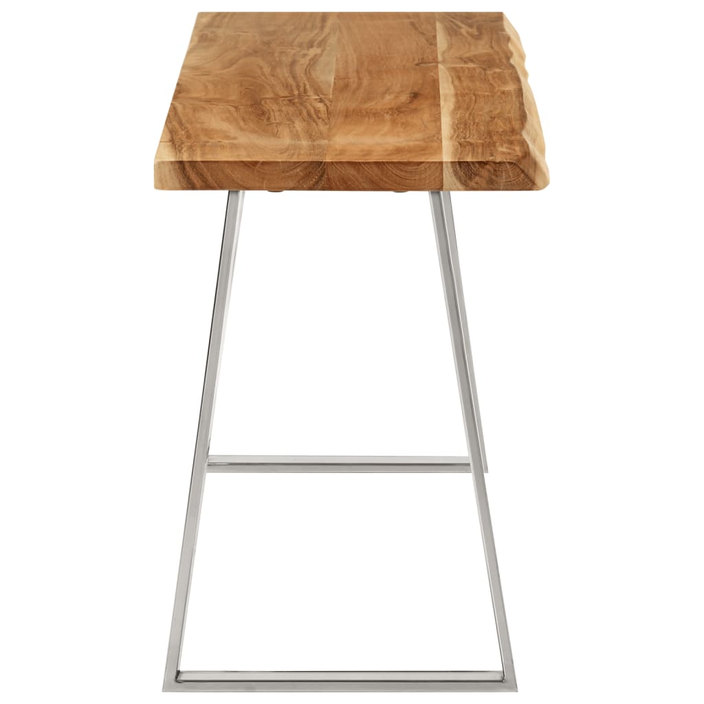 Klupa s prirodnim rubom 105 cm - srebro, masivno drvo bagrem - number 3.