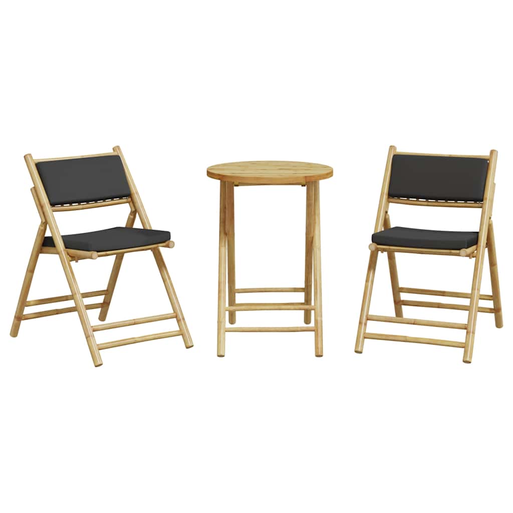 Bistrosæt til haven 3 dele med hynder bambus - mørkegrå, 55 x 75 cm, 1 - number 4.