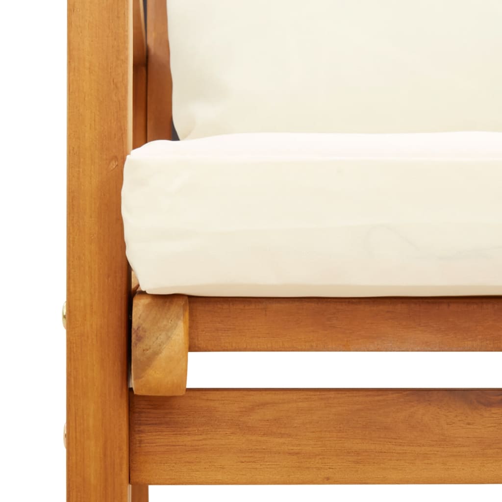 3-dijelni vrtni lounge set s jastucima, masivno drvo bagrem - smeđa i bijela, 2x klupa + stol, 1 - number 6.