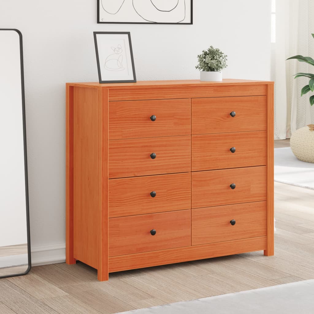 Kommode 100x40x90 cm massivt fyrretræ gyldenbrun - number 3.