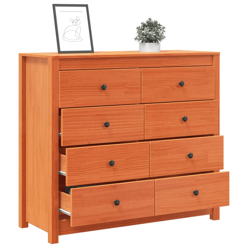 Kommode 100x40x90 cm massivt fyrretræ gyldenbrun - number 5.