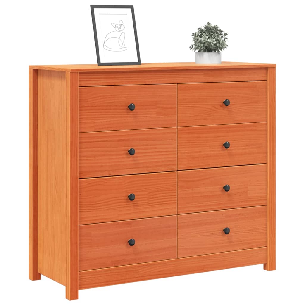 Kommode 100x40x90 cm massivt fyrretræ gyldenbrun - number 4.