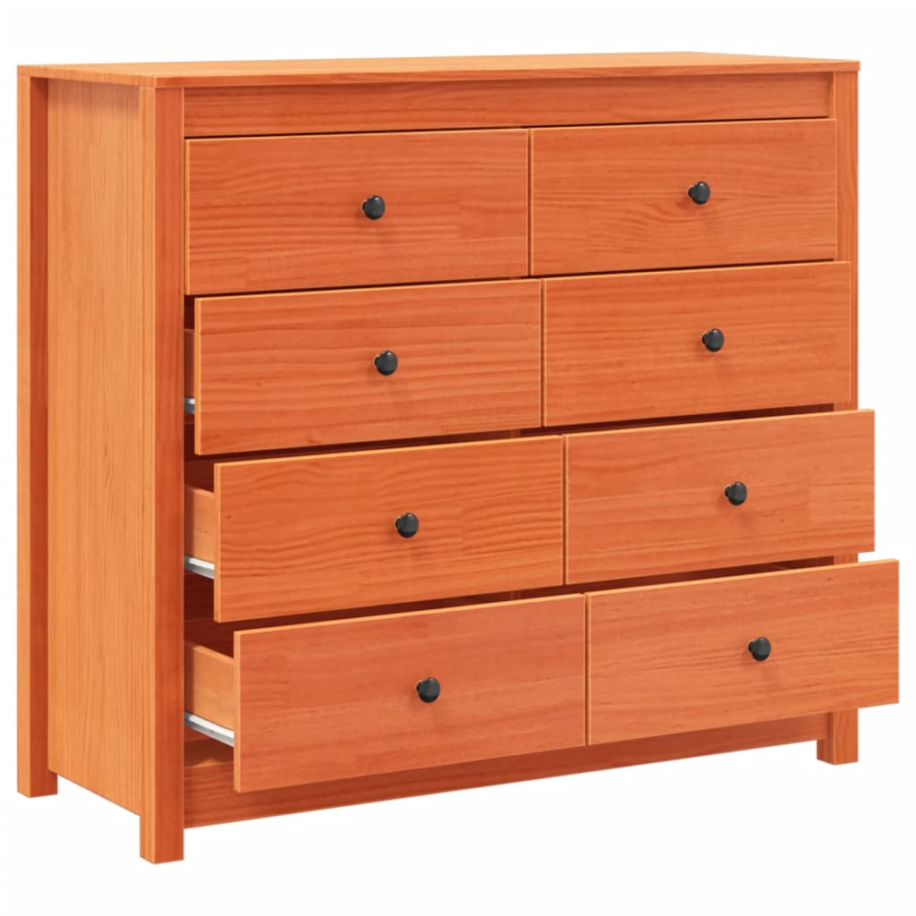 Kommode 100x40x90 cm massivt fyrretræ gyldenbrun - number 6.