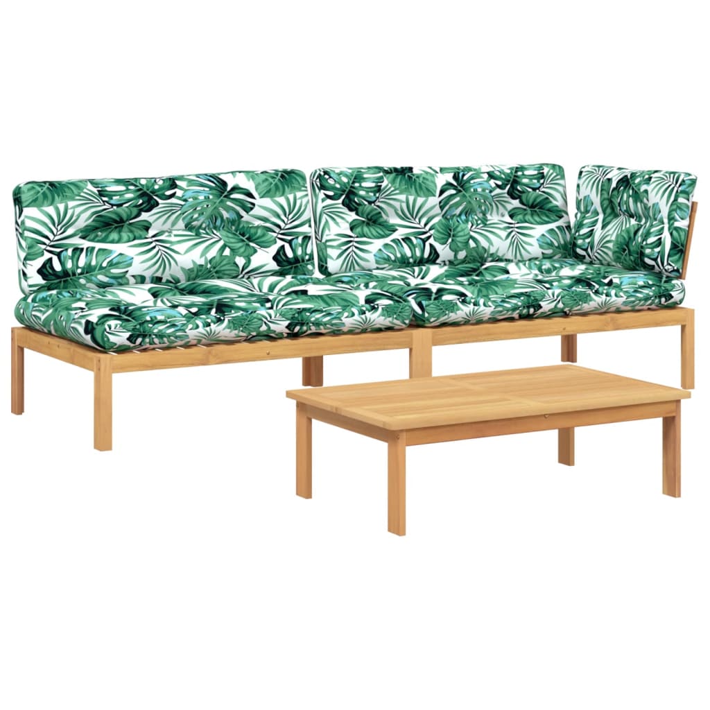 Sofasæt til haven 3 dele træpaller med hynder massivt akacietræ - number 2.