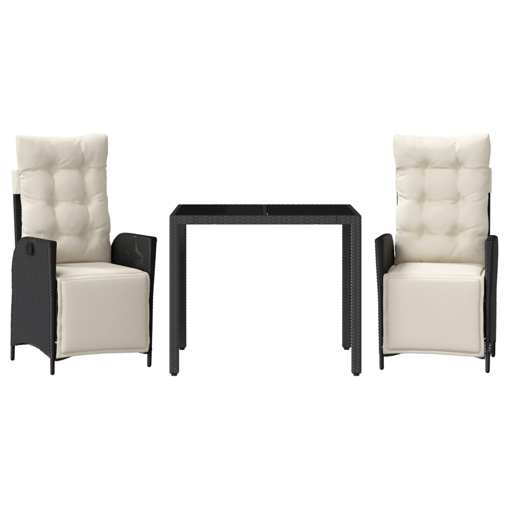 Blagovaonski stolni set za vrt 3 dijela s jastucima poliratan - miješana bež, staklo, 8 - number 2.