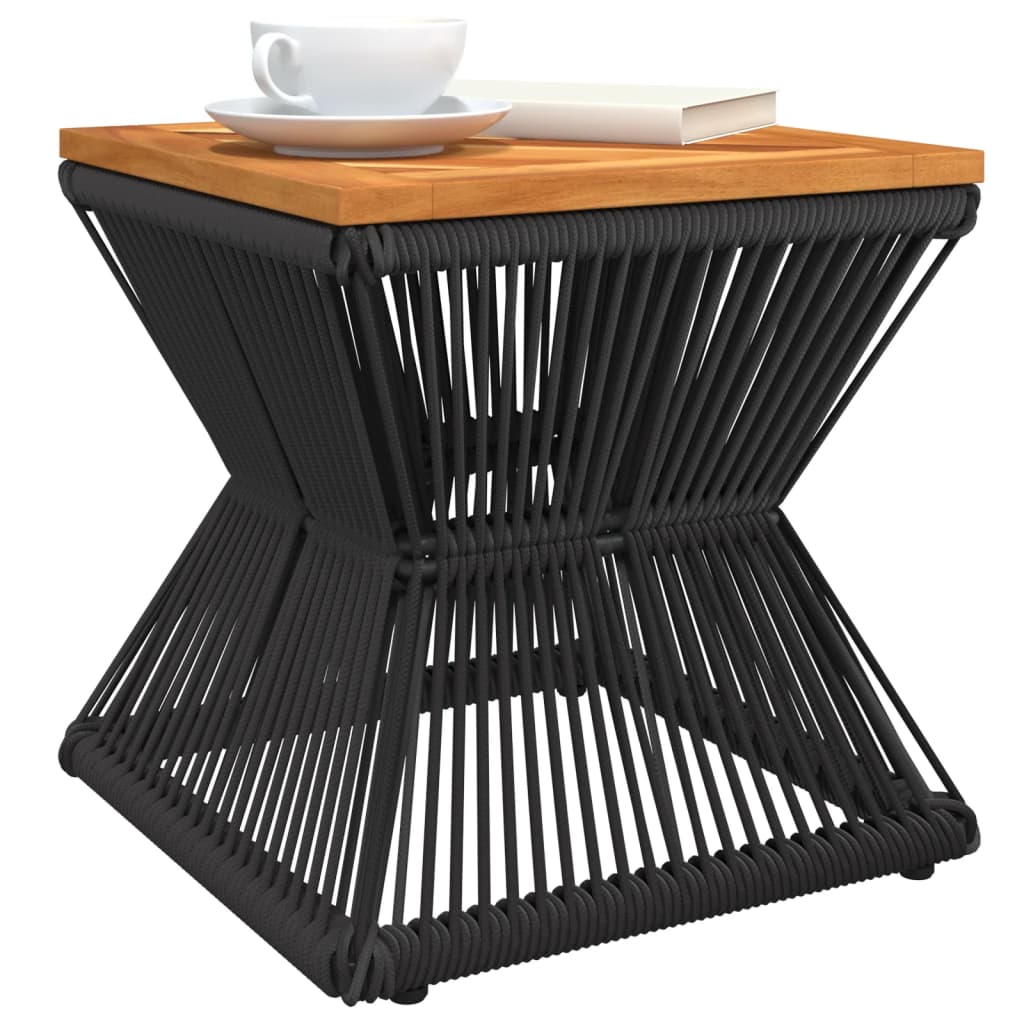 Stolić za kavu s bazom od žičane mreže 38x38x38 cm od masivnog drva akacije crne boje - number 4.