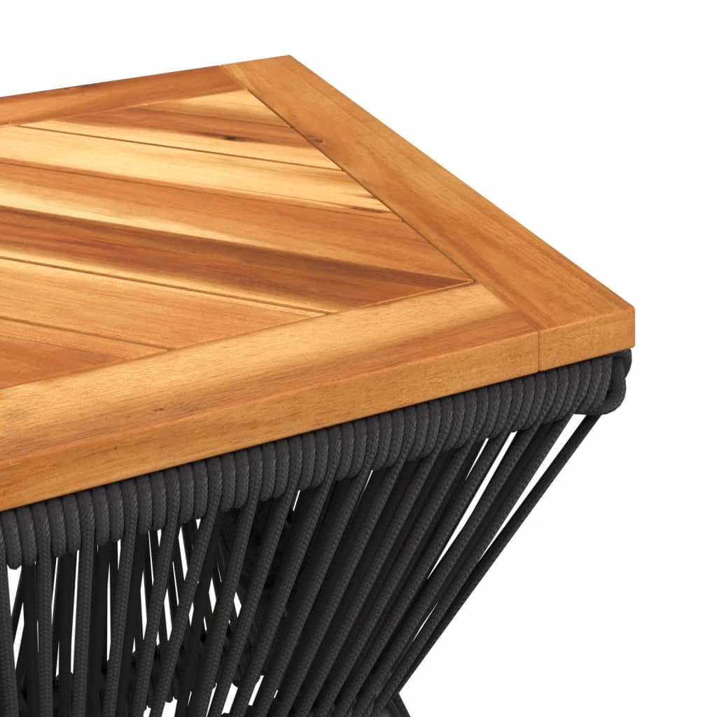 Stolić za kavu s bazom od žičane mreže 38x38x38 cm od masivnog drva akacije crne boje - number 9.