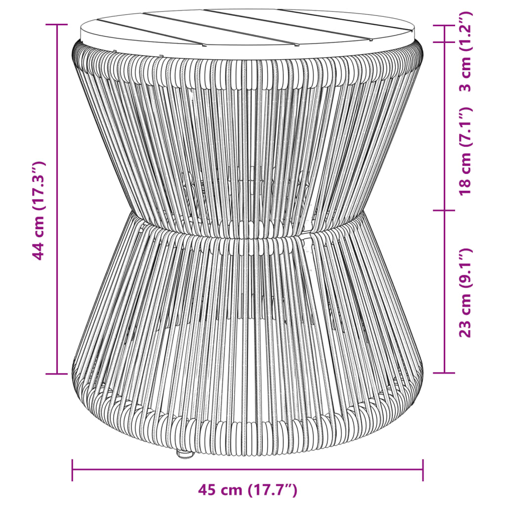 Stolić za kavu s bazom od žičane mreže ø 45x44 cm od masivnog drva akacije crne boje - number 10.