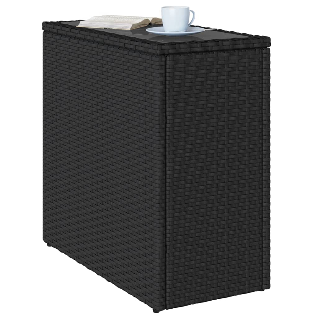 Havebord med glastop 58x27,5x55 cm polyrattan - sort, 1, pe rattan - number 4.