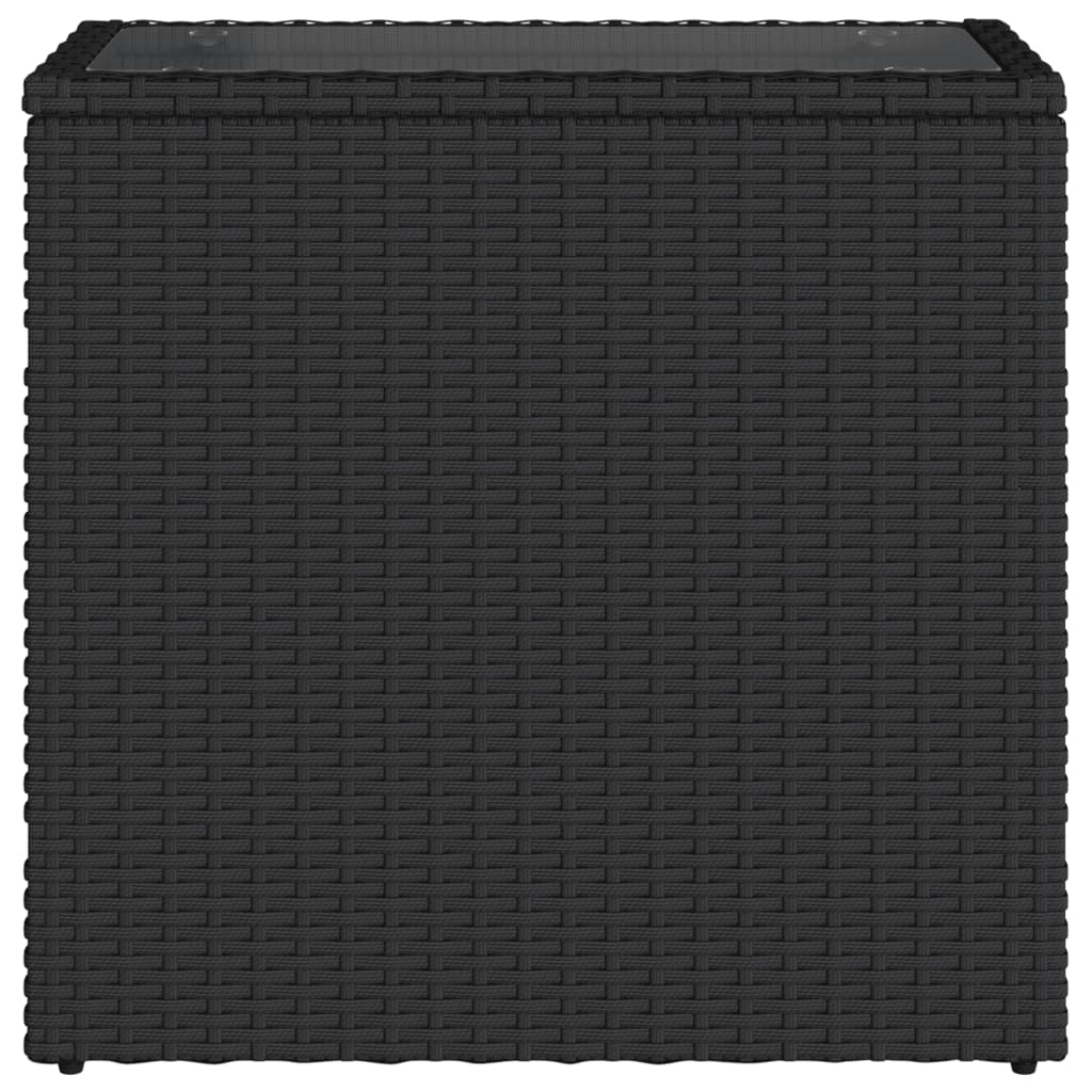 Havebord med glastop 58x27,5x55 cm polyrattan - sort, 1, pe rattan - number 6.
