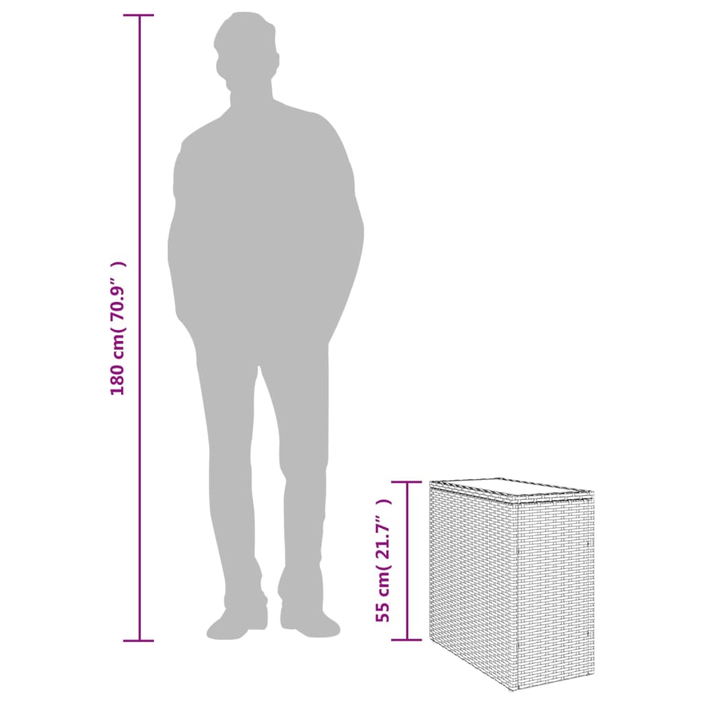 Havebord med glastop 58x27,5x55 cm polyrattan - sort, 1, pe rattan - number 10.