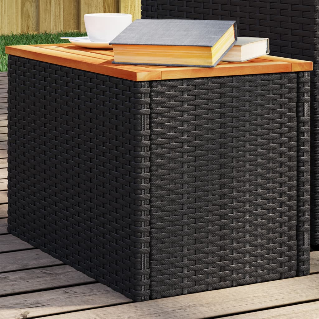 Haveborde 2 stk. 55x34x37 cm polyrattan og massivt træ - sort, 1 - number 1.