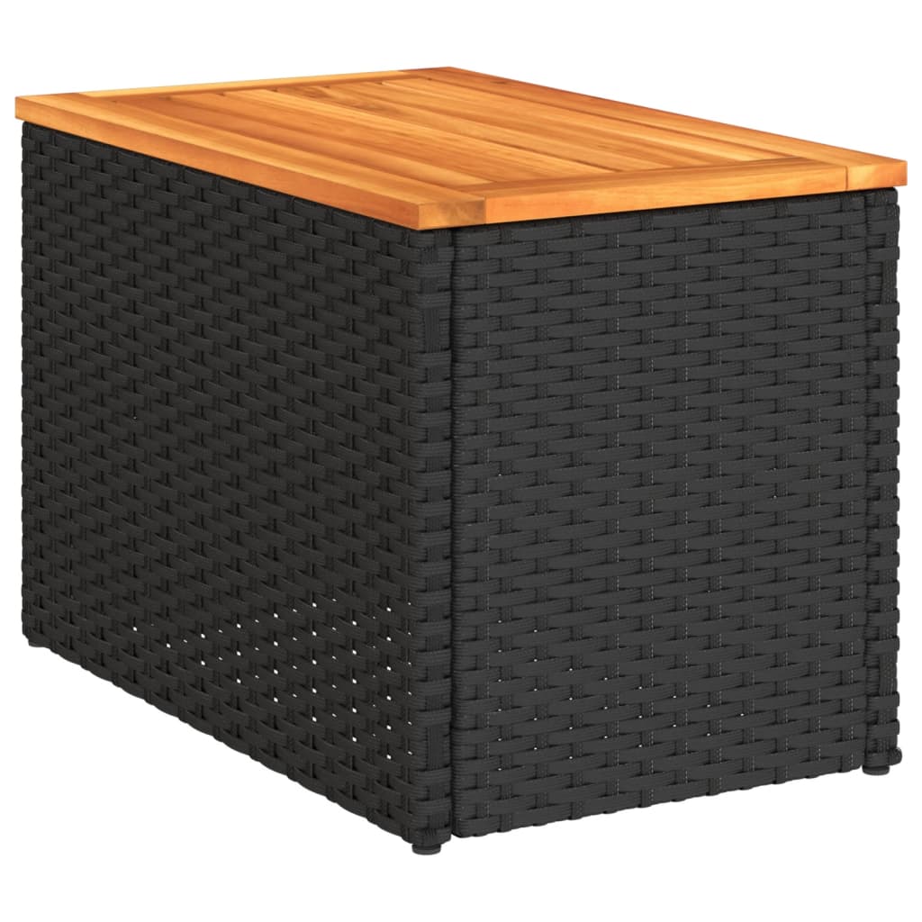 Haveborde 2 stk. 55x34x37 cm polyrattan og massivt træ - sort, 1 - number 5.