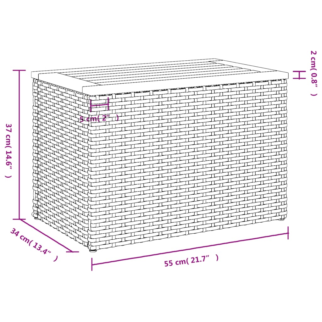 Haveborde 2 stk. 55x34x37 cm polyrattan og massivt træ - sort, 1 - number 11.