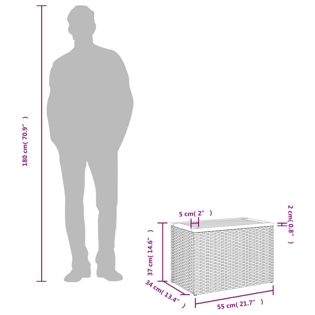 Haveborde 2 stk. 55x34x37 cm polyrattan og massivt træ - sort, 1 - number 10.