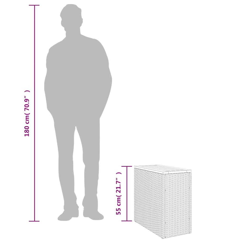 Vrtni stol s drvenom pločom 58x27,5x55 cm poliratan - crni, 1, pe ratan - number 10.