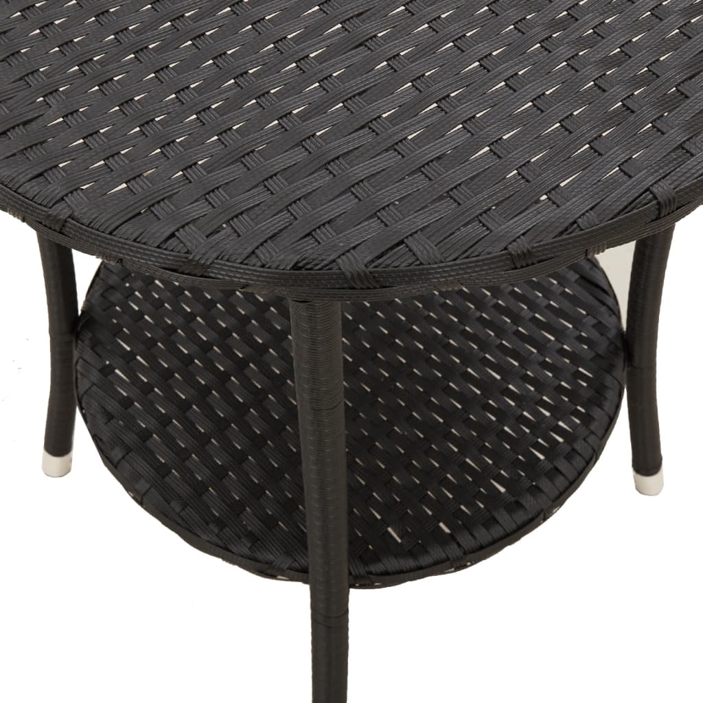 Garden chairs pcs. with lean function and table polyrattan - black, 2, with footrest and table - number 10.