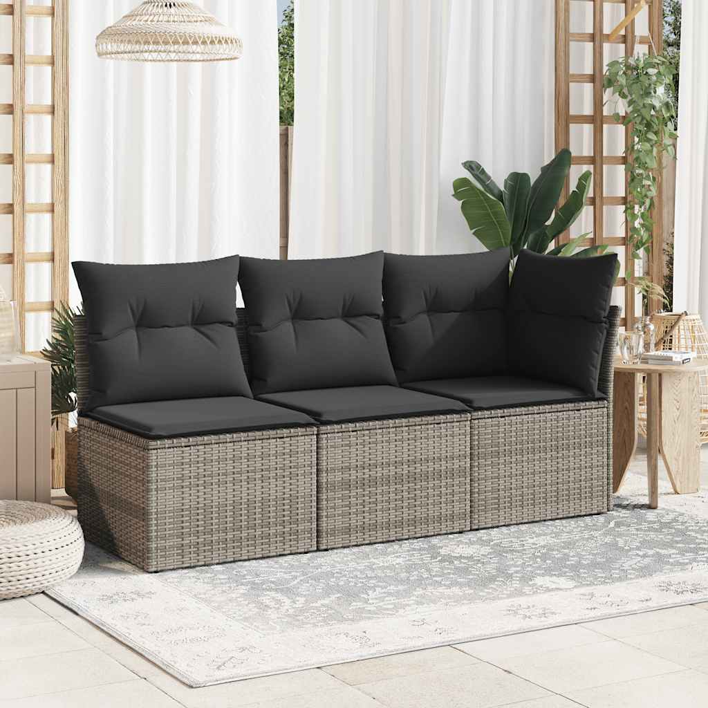 Hjørnemodul for hagesofa med puter polyrattan - grå, 1, hjørnesofa - number 3.