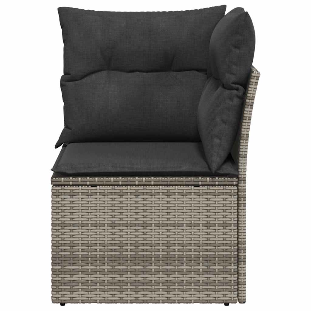 Hjørnemodul for hagesofa med puter polyrattan - grå, 1, hjørnesofa - number 4.