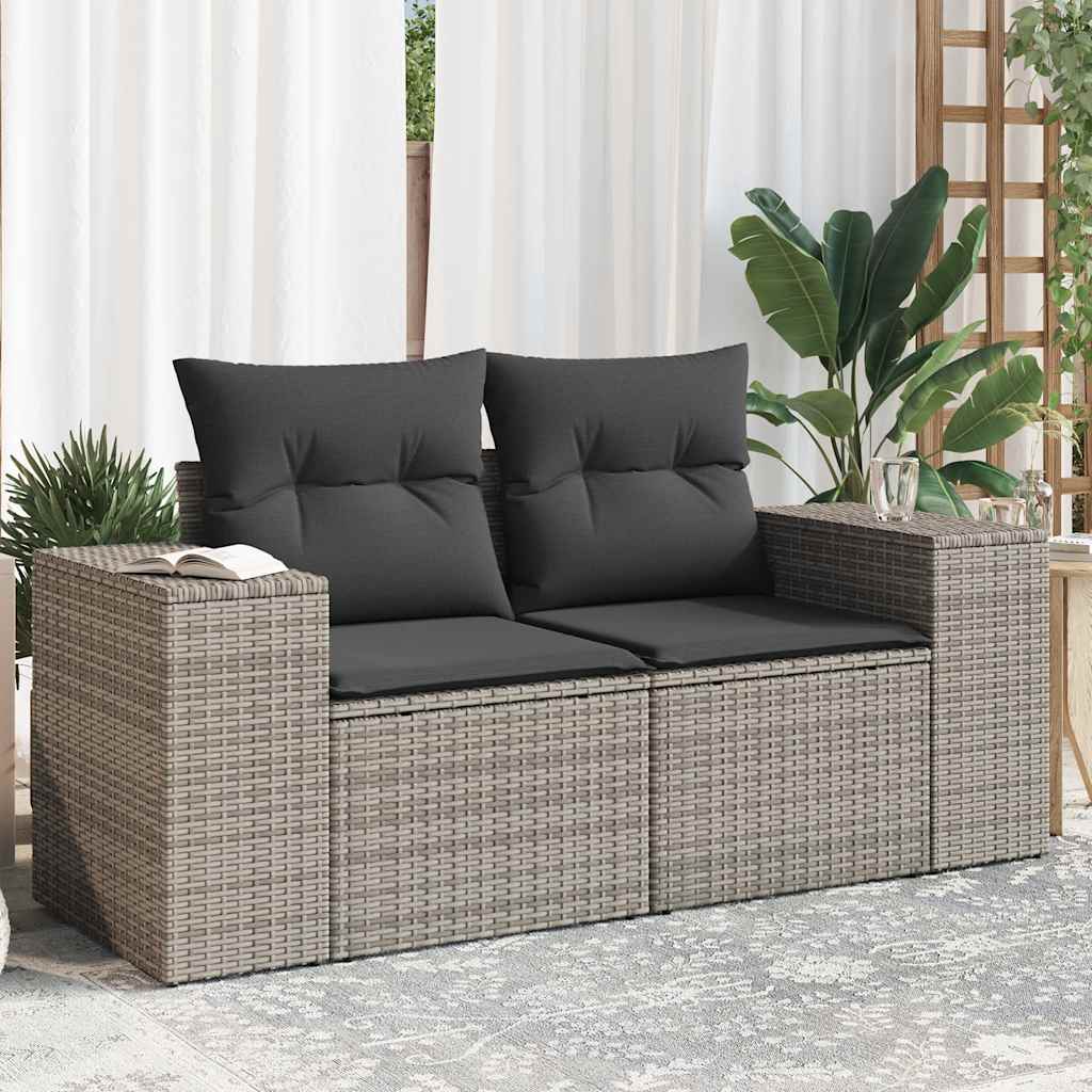 2-personers havesofa med hynder polyrattan - grå, 1, ooo 4 - number 1.