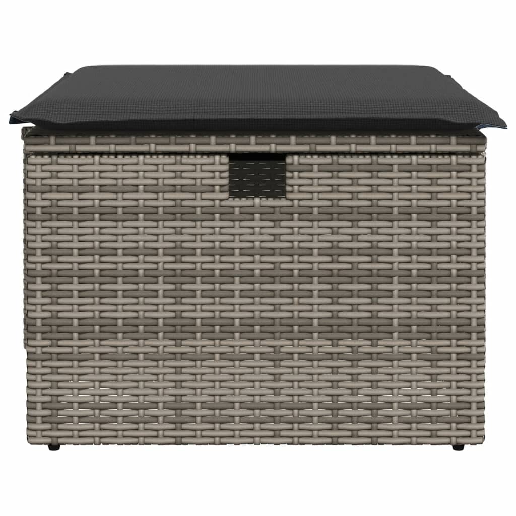 Haveskammel med hynde 55x55x37 cm polyrattan - grå, 1, med opbevaring - number 4.