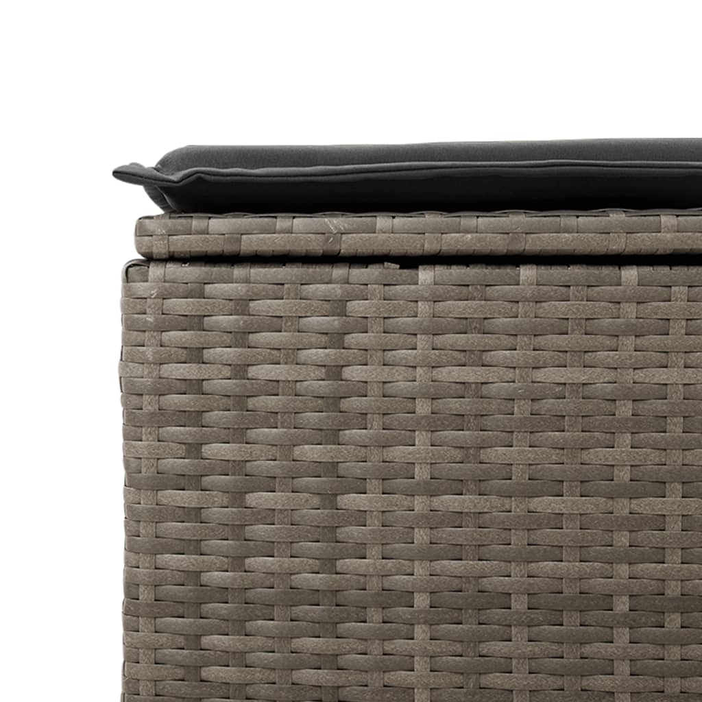 Haveskammel med hynde 55x55x37 cm polyrattan - grå, 1, uden opbevaring - number 5.