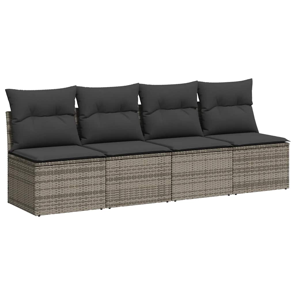 Havesofa med hynder polyrattan - grå, 1, 4-personers - number 2.