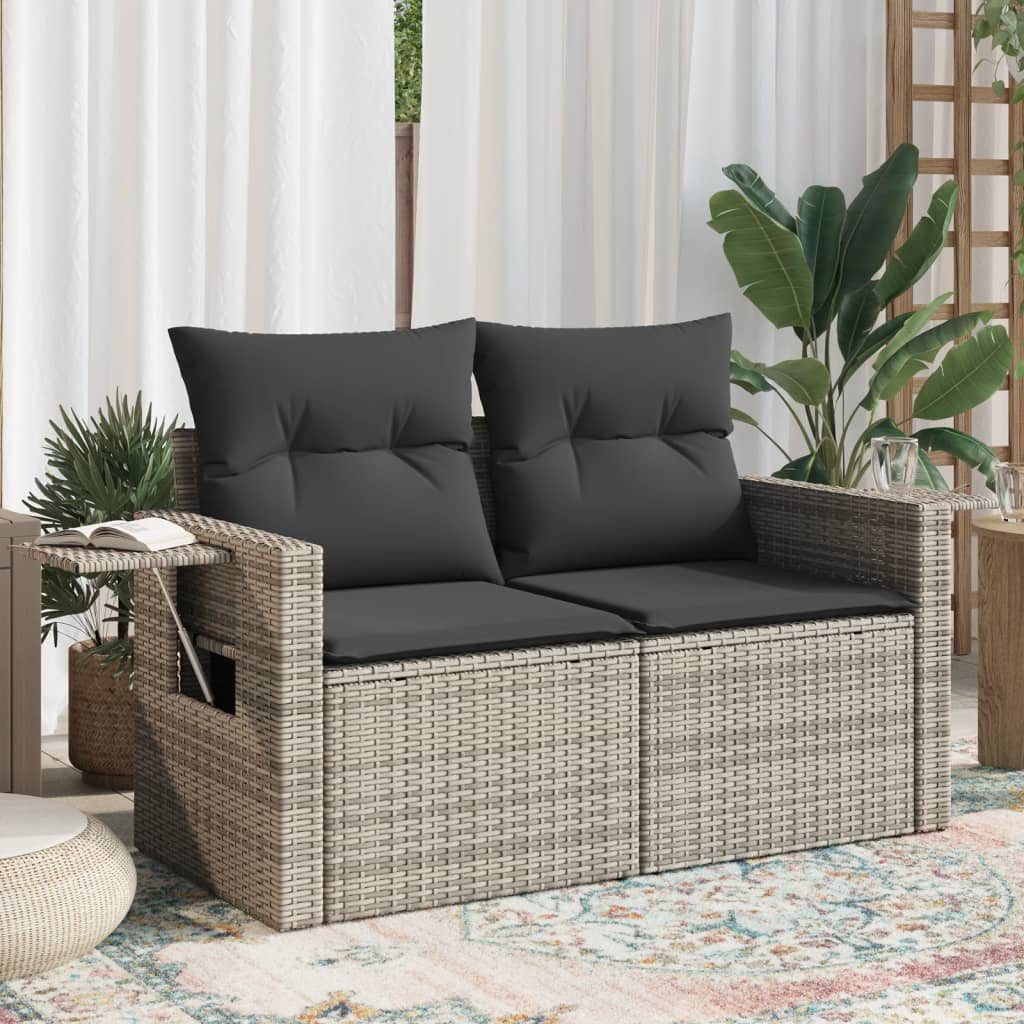2-personers havesofa med hynder polyrattan - grå, 1, uden opbevaring - number 1.