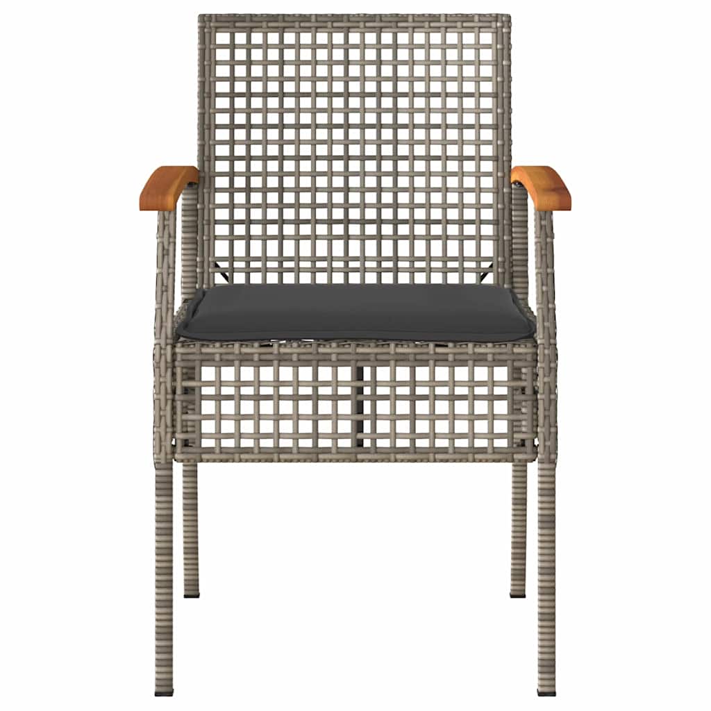 Havestole stk. med hynder polyrattan og akacietræ grå - grå og brun og mørkegrå, 2 - number 4.