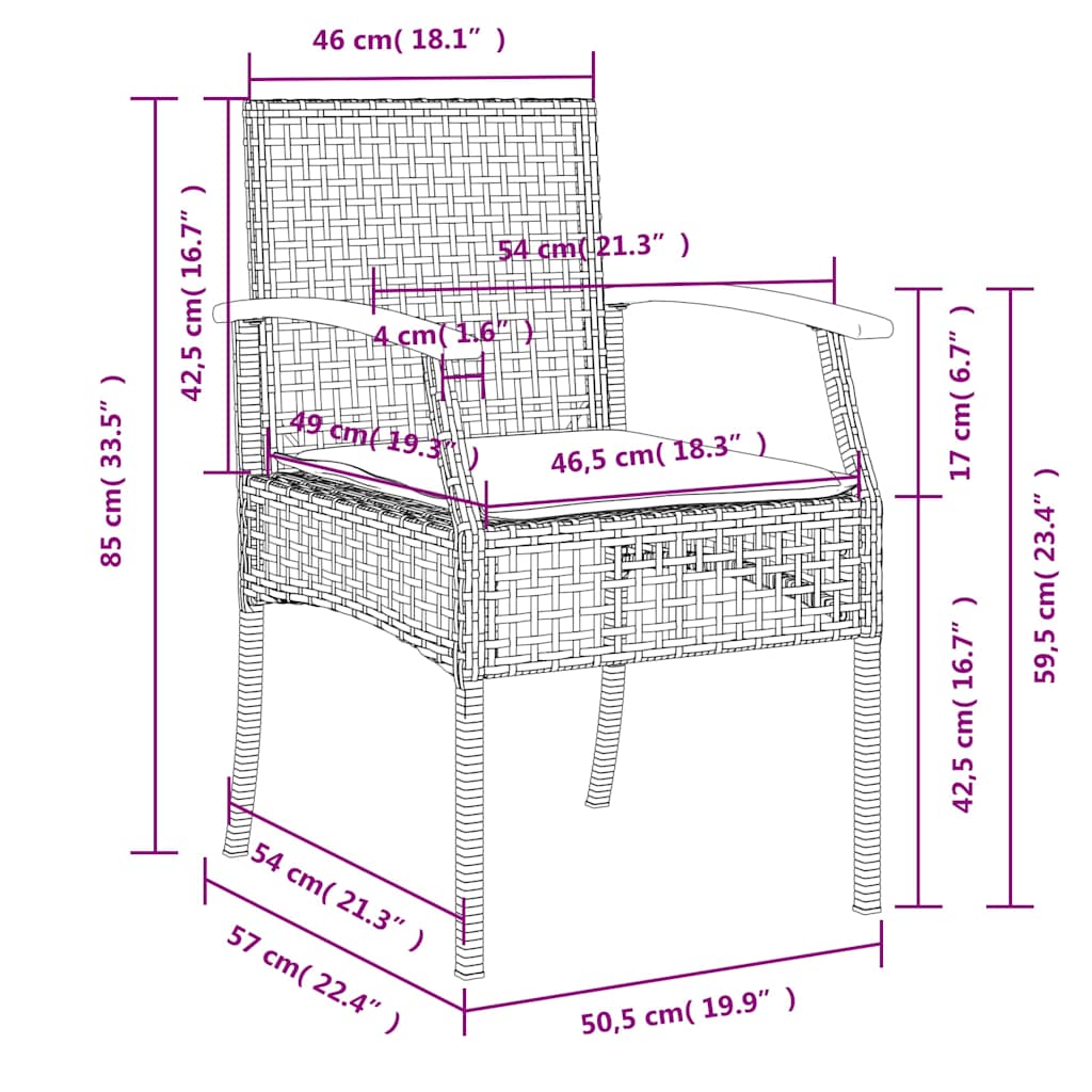 Havestole stk. med hynder polyrattan og akacietræ grå - grå og brun og mørkegrå, 2 - number 11.