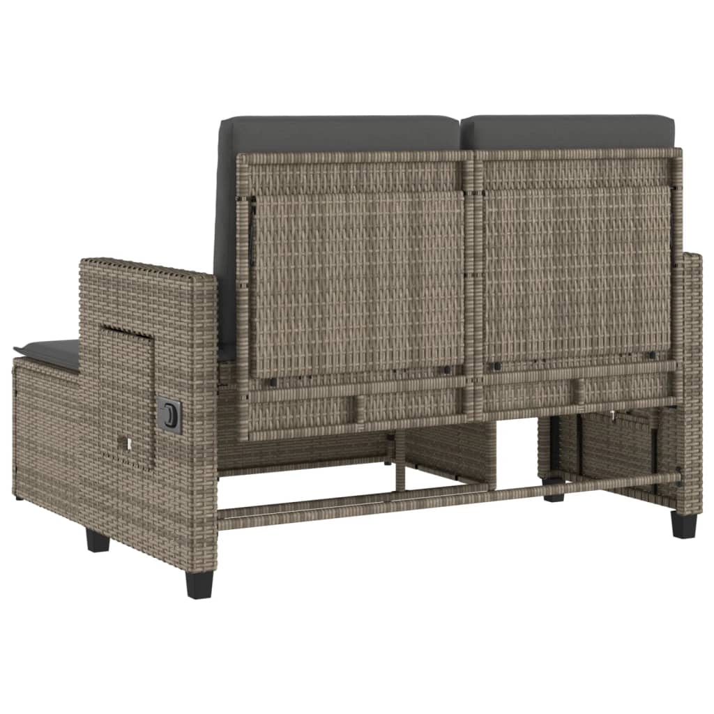 Havebænk med hynder og lænefunktion polyrattan - grå, 1, x - number 8.