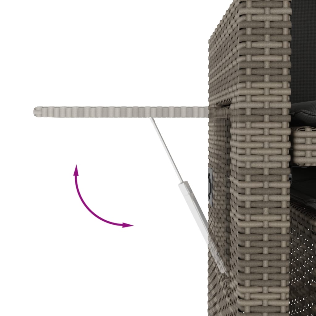 Havebænk med hynder og lænefunktion polyrattan - grå, 1, x - number 11.