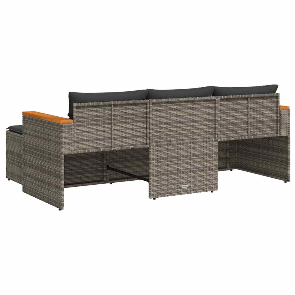 Havesofasæt 3 dele med hynder polyrattan - grå, 1 - number 6.