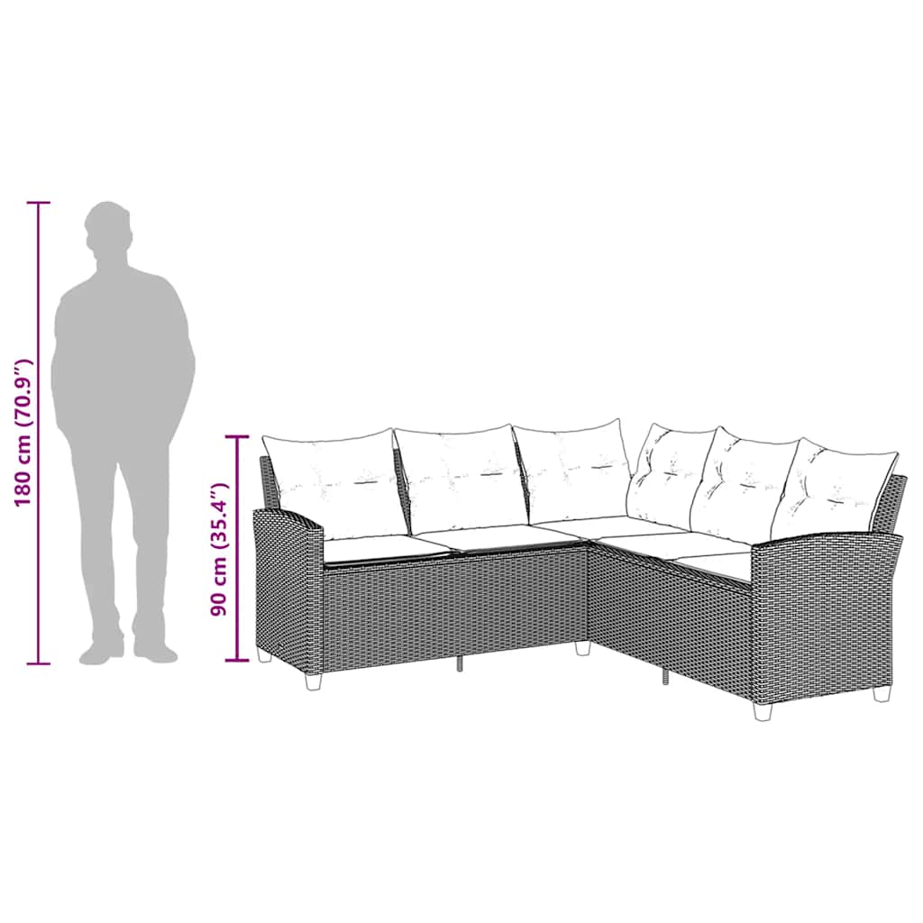 Sofa u obliku slova l s jastucima od poliratana - siva, antracit siva, 1 - number 8.