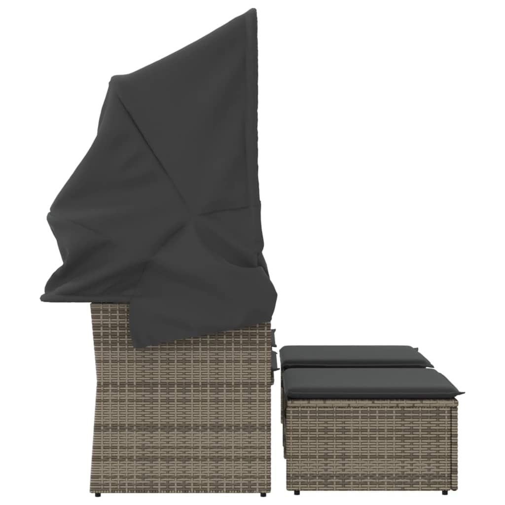 Vrtna garnitura za 2 osobe i tabure poliratan - siva, 1, s nadstrešnicom - number 5.