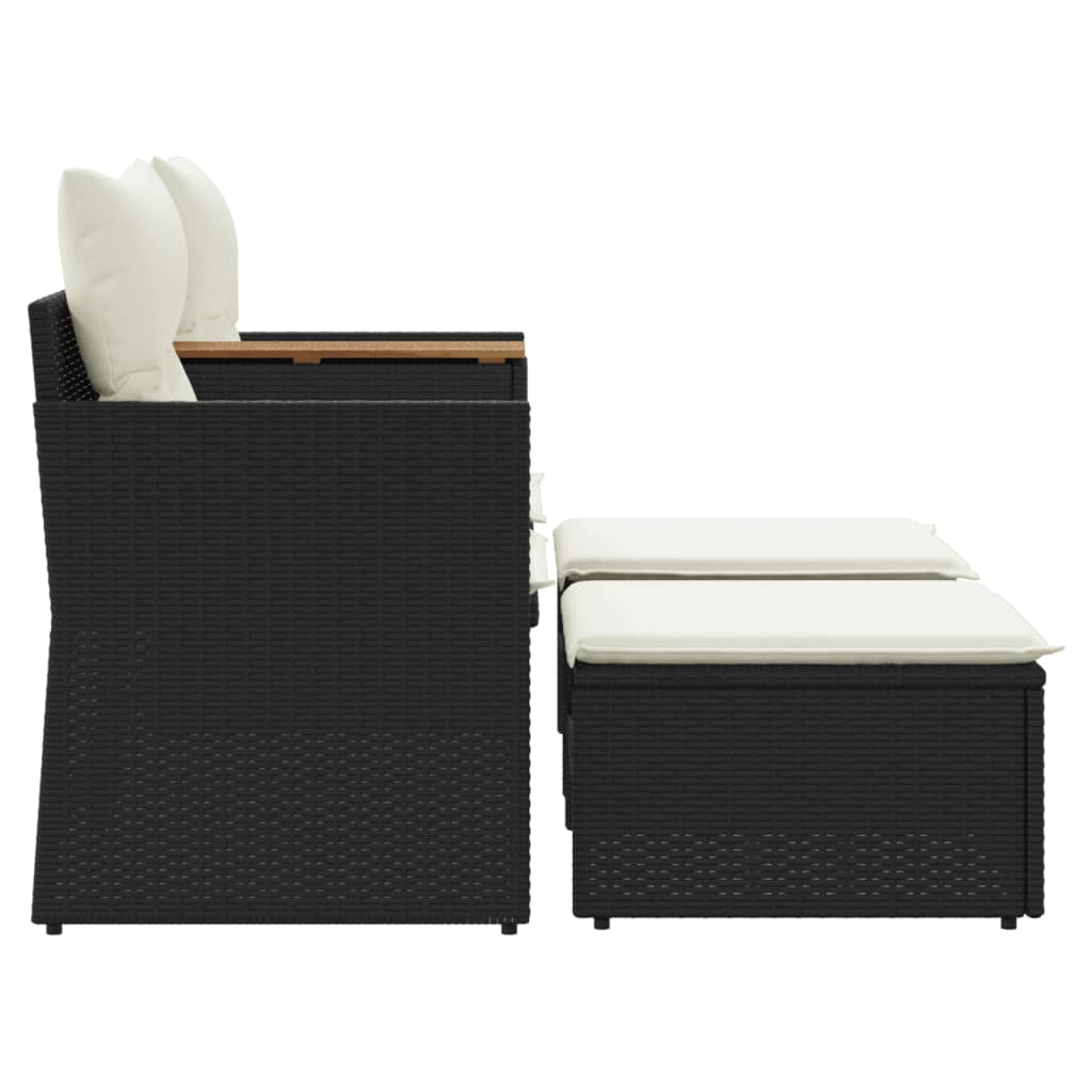 2-personers havesofa med skamler polyrattan sort - number 5.